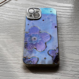 قاب گوشی آیفون13 / iPhone13 گل آبرنگی نگینی Watercolor flower محافظ لنز دار لاکچری لوکس 🪷