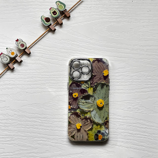 قاب گوشی آیفون ۱۳ پرومکس / iPhone 13 pro max طرح گل آبرنگی نگینی Watercolor flowers محافظ لنز دار لوکس لاکچری 🪷