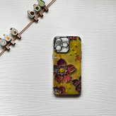 قاب گوشی آیفون ۱۵ پرومکس / iPhone 15 pro max طرح گل آبرنگی نگینی watercolor flowers محافظ لنز دار لوکس لاکچری 🪷