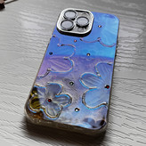 قاب گوشی آیفون ۱۵ پرومکس / iPhone 15 pro max طرح گل آبرنگی نگینی Watercolor flowers محافظ لنز دار لوکس لاکچری 🪷