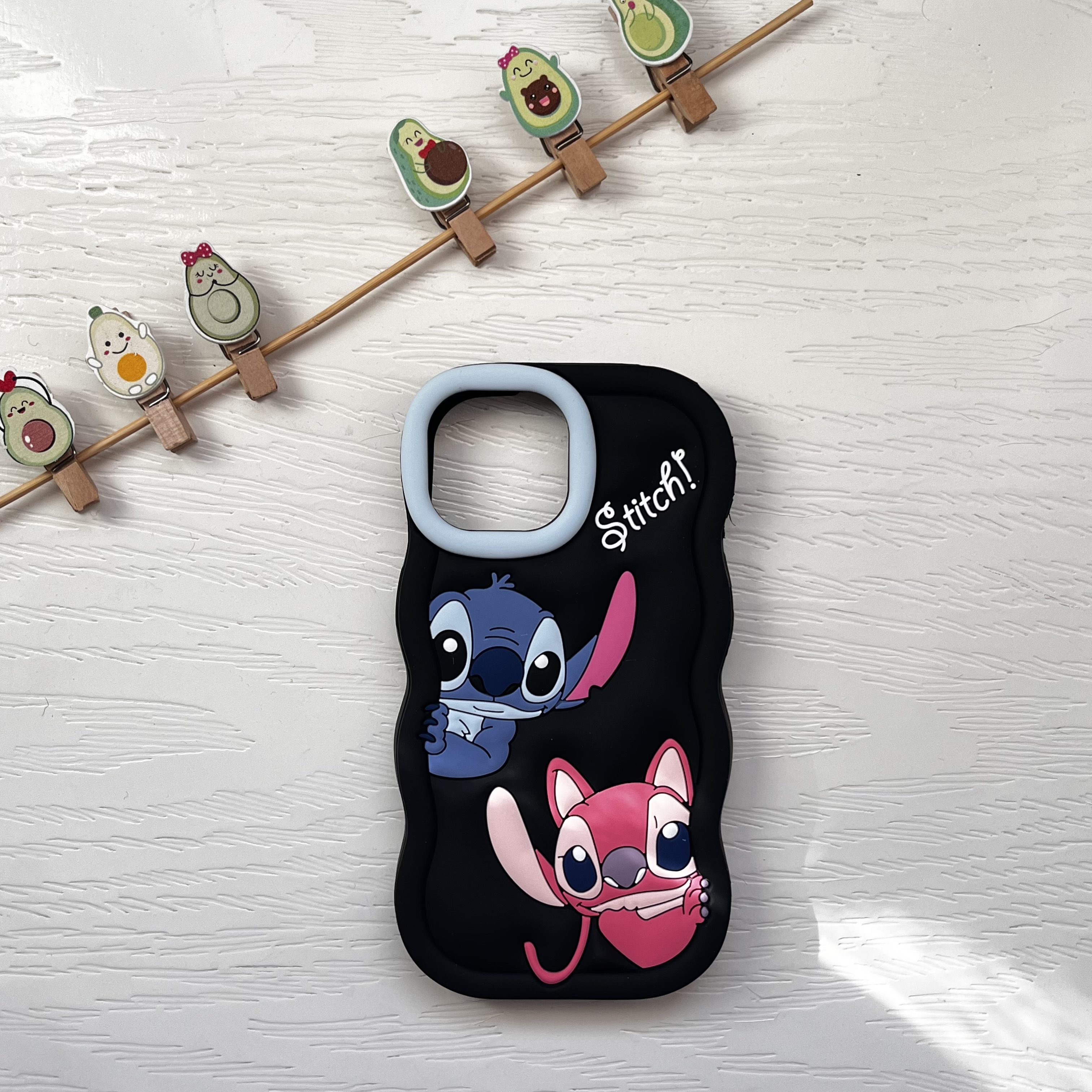 قاب سیلیکونی آیفون مدل ۱۳ و ۱۴ نرمال طرح استیج - عروسکی پینترستی کارتونی / cover silicone IP 13 & 14